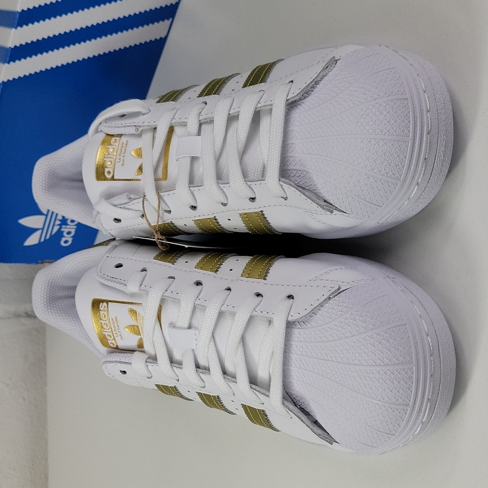 Adidas Originals Superstar White / Gold Womens Sizes - Picture 3 of 8